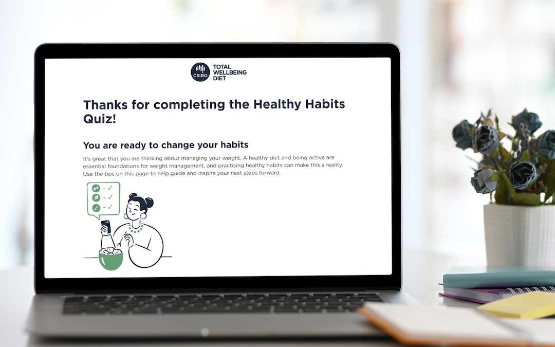 The completion page of the Healthy Habits Quiz.